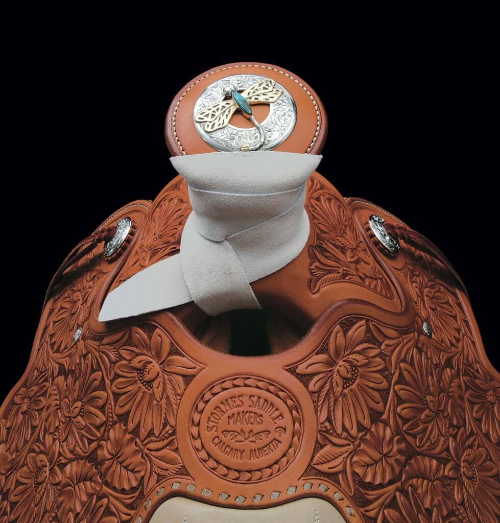 Chuck Stormes detailed vegtab saddle carving