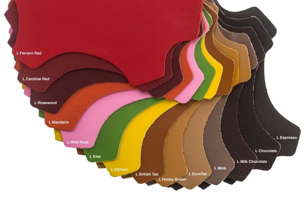 bright colored upholstery leather hides